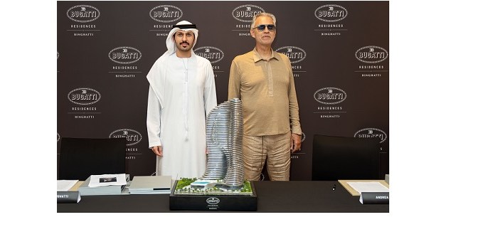 فنان الأوبرا العالمي “أندريا بوتشيلي” يتملك شقة فاخرة في مشروع بوغاتي ريزدنسيز من بن غاطي في دبي